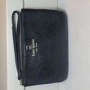 Kate Spade black leather wristlet